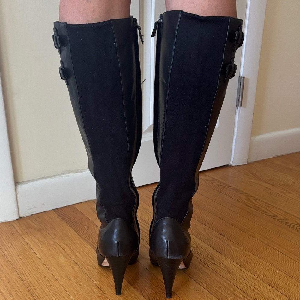 Cole Haan Black Leather Heeled Boots - Picture 3 of 5